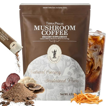 TerraPrecis Mushroom Coffee with 6 Adaptogens Mushrooms Supplement for Organic Lion's Mane&Reishi,Chaga&Other, Instant Coffee with MCT Oil& Arabica for Energy,Focus&Immune Support (30 Servings) TerraPrecis buy supplements canada