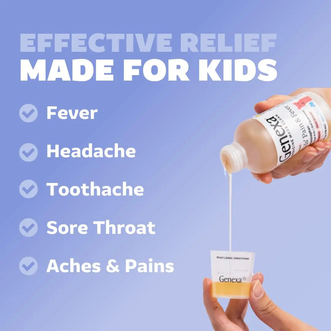 Genexa Children's Clean Acetaminophen | Pediatrician Preferred Ingredients | Pain & Fever Reducer for Kids | Dye Free, 0% Artificial Additives | Ages 2-11, Delicious Organic Blueberry Liquid, 4 fl oz Genexa buy supplements canada