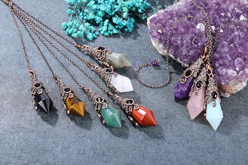 PESOENTH Crystal Pendulum Dowsing Divination Scrying Pendulum with Bronze Wrap Tiger Eye Healing PESOENTH buy supplements canada