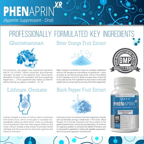 PhenAprin XR Maximum Strength Appetite Suppressant Diet Pills - 2-Pack, Metabolism Boosting SutraHealth buy supplements canada