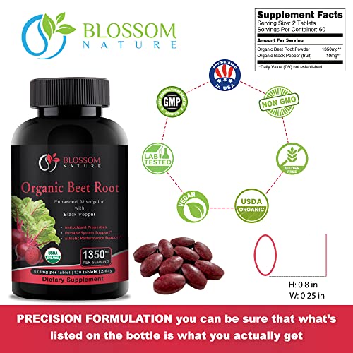 Organic Beet Root Powder 1350mg with Black Pepper-Nitric Oxide Booster, Digestive System Blossom Nature buy supplements canada