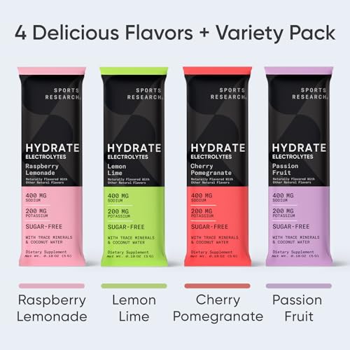 Sports Research Hydrate Electrolytes Powder Packets - Sugar-Free & Naturally Flavored Sports Research buy supplements canada