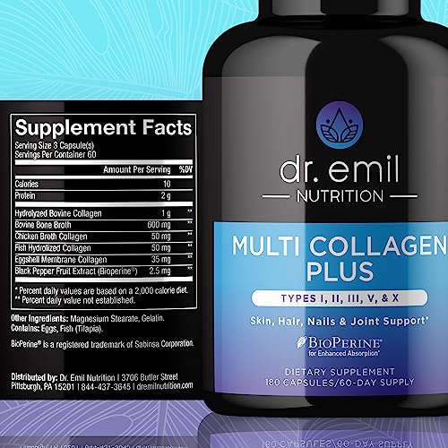 DR EMIL NUTRITION Multi Collagen Pills - 180 Capsules - Collagen Supplements to Support DR EMIL NUTRITION buy supplements canada