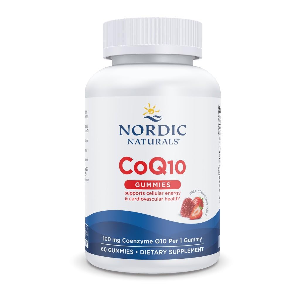 Nordic Naturals CoQ10 Gummies, Strawberry - 60 Gummies - 100 mg Coenzyme Q10 (CoQ10) - Great Taste - Heart Health, Cellular Energy Production, Antioxidant Support - Non-GMO, Vegan - 60 Servings Nordic Naturals buy supplements canada