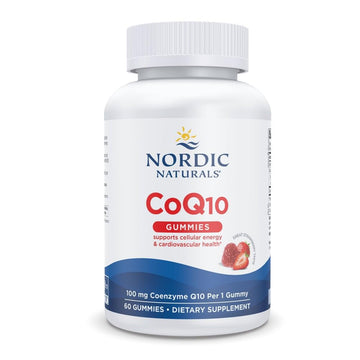 Nordic Naturals CoQ10 Gummies, Strawberry - 60 Gummies - 100 mg Coenzyme Q10 (CoQ10) - Great Taste - Heart Health, Cellular Energy Production, Antioxidant Support - Non-GMO, Vegan - 60 Servings Nordic Naturals buy supplements canada