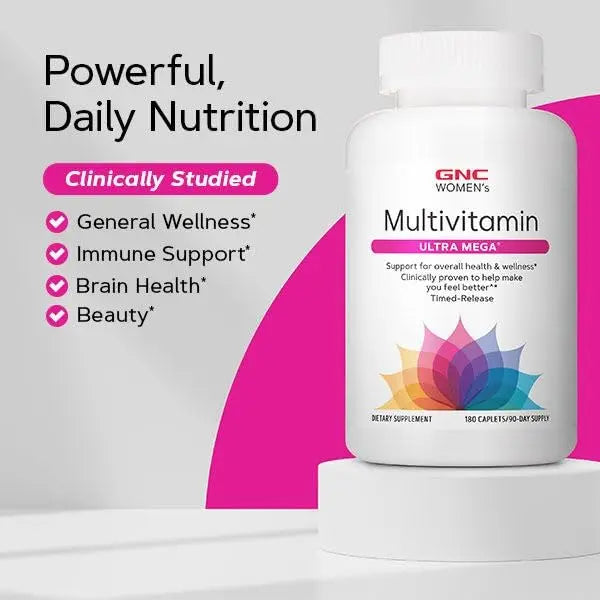 GNC Women’s Ultra Mega Multivitamin Caplets, Clinically Proven to Feel Better, Immune Support, Vitamin A, B, C, D GNC buy supplements canada