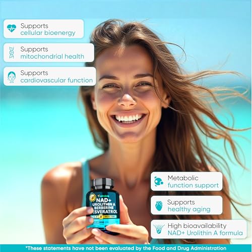 Adndale NAD Supplement. Longevity Formula with Liposomal NAD+, Trans Resveratrol, Urolithin-A, Berberine, CoQ10. NMN Supplement Alternative. 90 Count Adndale buy supplements canada