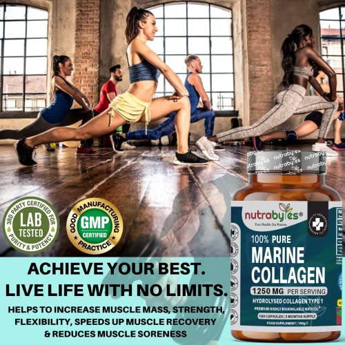High Strength Marine Collagen Capsules - 1250mg Hydrolysed Collagen Supplement NUTRABYTES buy supplements canada