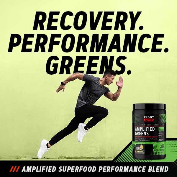 GNC AMP Amplified Greens Superfoods Performance Blend - Vegan Athlete Superfood Drink - Blueberry Pomegranate - 9.9 Oz (30 Servings) GNC buy supplements canada