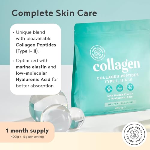 Collagen Powder with Hyaluronic Acid 400g - Collagen Peptides Supplement + Amino Acids Alpha Foods buy supplements canada