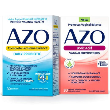 AZO Boric Acid Vaginal Suppositories (30 Count) + Complete Feminine Balance Daily Probiotics for Women AZO buy supplements canada