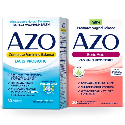 AZO Boric Acid Vaginal Suppositories (30 Count) + Complete Feminine Balance Daily Probiotics for Women AZO buy supplements canada