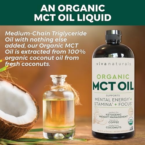 Viva Naturals Organic MCT Oil for Keto Coffee (32 fl oz) - Best MCT Oil Supplement Viva Naturals buy supplements canada
