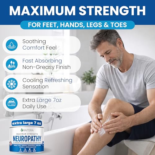 Raitera Neuropathy Cream – Extra Strength for Feet, Hands, Legs, Toes – Advanced Cooling Non-Greasy Fast Absorbing Formula - Natural Ingredients Frankincense, Arnica, Aloe Vera, Turmeric, MSM Raitera buy supplements canada