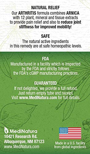 MediNatura T-Relief Extra Strength Arthritis Pain Reliever Arnica +12 Natural Medicines for Joint Soreness Stiffness Aches, Quick Dissolving Pain Relief for Women & Men - 100 Tablets (Pack of 3) MediNatura buy supplements canada