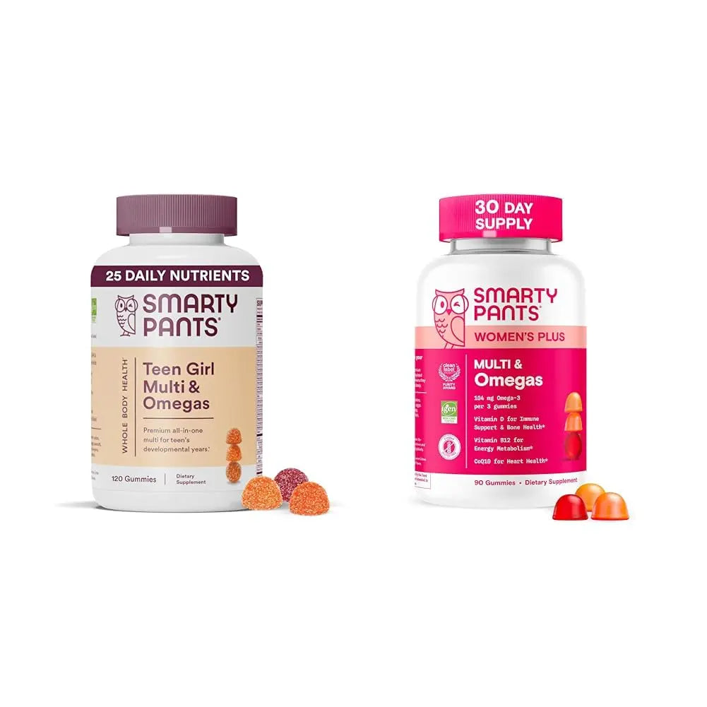 SmartyPants Women's and Teen Girl Multivitamin Gummies Bundle: Omega 3 (DHA/EPA), Methylfolate, CoQ10, Vitamin D3, C, Vitamin B12, B6 SmartyPants buy supplements canada