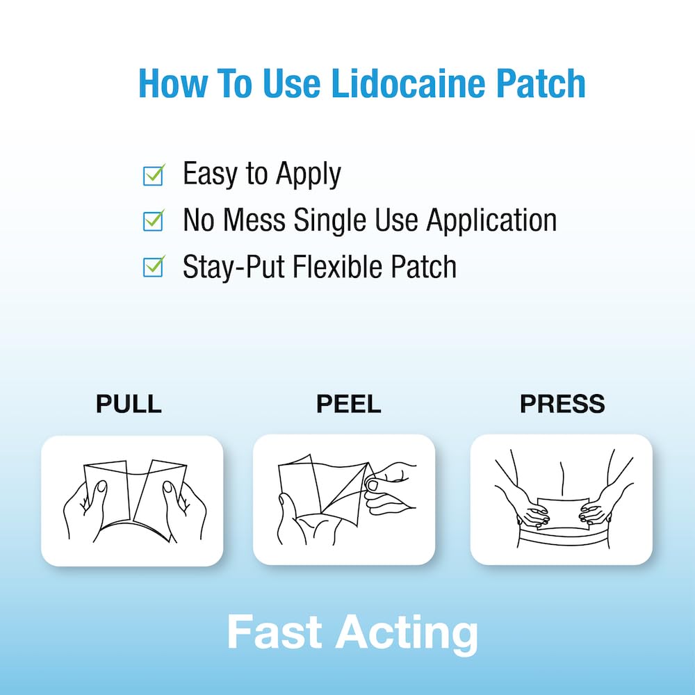 Puregen Labs Lidocaine 4% Numbing Patch - Total 60 Patches Maximum Strength | Fast Acting Temporary Relief of Aches | Back, Neck, Shoulders, Elbows and Knees P Puregen Labs buy supplements canada