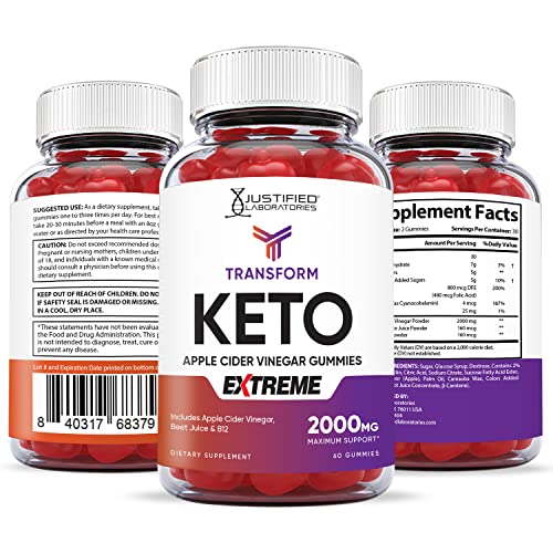 Transform Keto ACV Gummies Extreme Formula 2000MG Vegan Non GMO with Pomegranate Justified Laboratories buy supplements canada