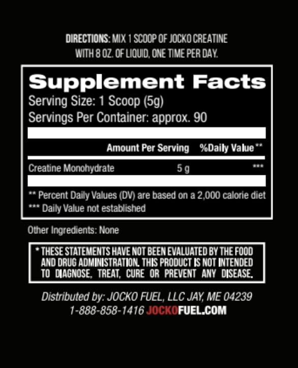 Jocko Fuel Creatine Monohydrate Powder - Creatine for Men & Women, Supplement for Athletic Performance & Muscle Health, 90 Servings 16 oz (Unflavored) (16 OZ JAR) Jocko Fuel buy supplements canada