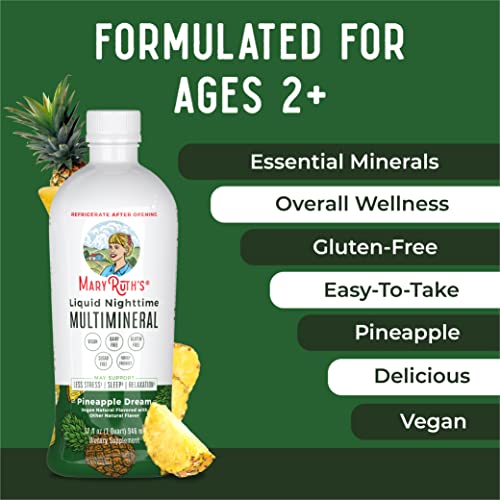 MaryRuth Organics Liquid Nighttime Multimineral | NO Melatonin | Magnesium Citrate | Calcium | Zinc | Vitamin D3| Available in 4 Flavors | Vegan | Sugar Free | Gluten Free | 32 Oz MARYRUTH'S buy supplements canada
