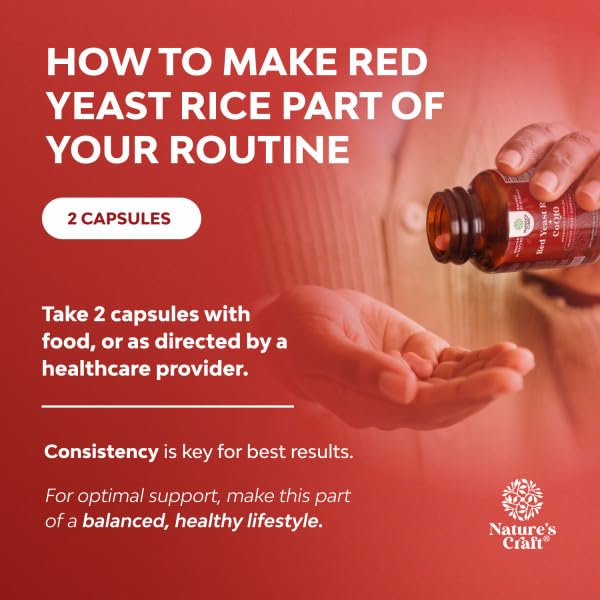 Natures Craft Red Yeast Rice with CoQ10 Supplement - Advanced Healthy Heart & Healthy Cholesterol Levels Formula for Men & Women - Red Yeast Rice Capsules with 1200 mg Natures Craft buy supplements canada