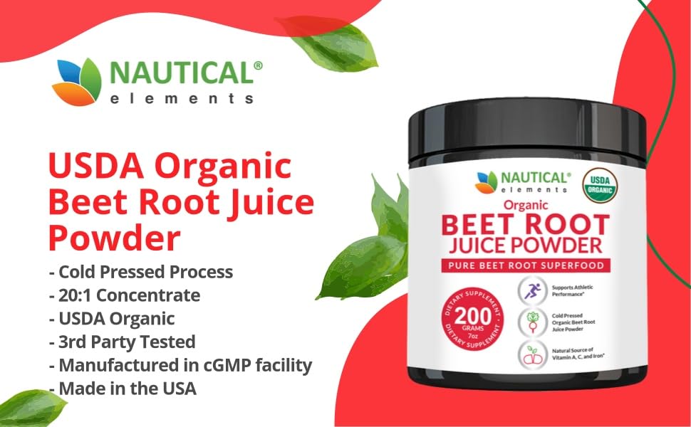 Beet Juice Powder Organic - Cold Pressed - 20:1 Concentrate - Concentrated Beet Root Nautical Elements buy supplements canada