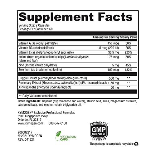 XYMOGEN MedCaps T3 - Thyroid Support Formula with Vitamins + Herbs - Selenium, Zinc XYMOGEN buy supplements canada