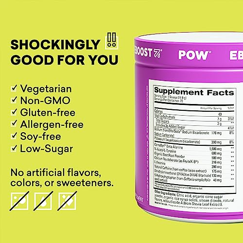 EBOOST POW Natural Pre Workout Powder - 20 Servings - Berry Melon Fizz - Pre Workout EBOOST buy supplements canada