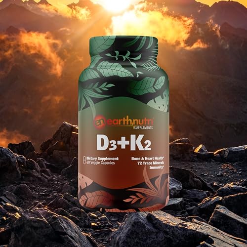 EarthNutri D3 + K2 Bone & Heart Health - 72 Trace Minerals, Vitamin D3 Vitashine, MENA EarthNutri buy supplements canada