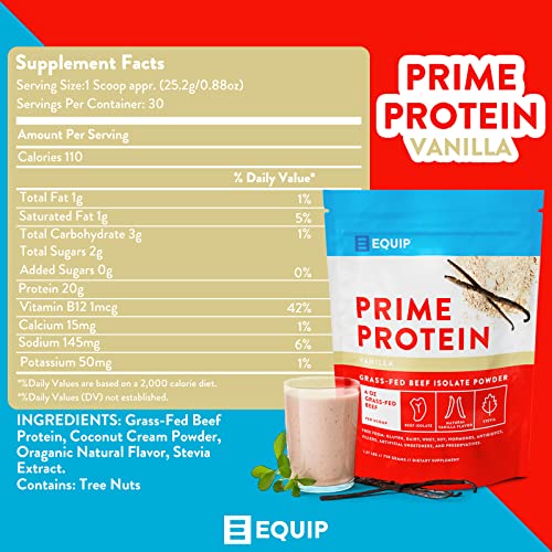 Equip Foods Prime Protein - Grass Fed Beef Protein Powder Isolate - Gluten Free Carnivore Equip buy supplements canada