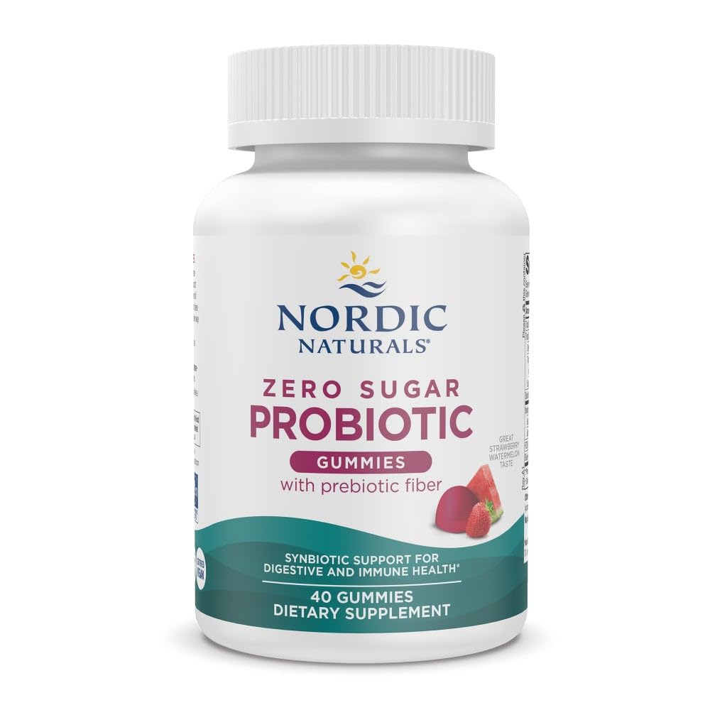 Nordic Naturals Zero Sugar Probiotic Gummies - Strawberry Watermelon Flavor - 40 Gummies - Supports Digestive Wellness & Immune Health - Non-GMO - Third Party Tested - Vegan - 20 Servings Nordic Naturals buy supplements canada