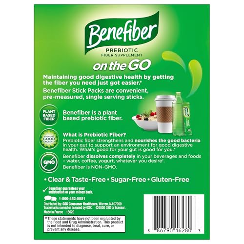 Benefiber On The Go Prebiotic Fiber Supplement Powder for Digestive Health, Daily Fiber, Unflavored - 28 Sticks (3.92 Ounces) Benefiber buy supplements canada