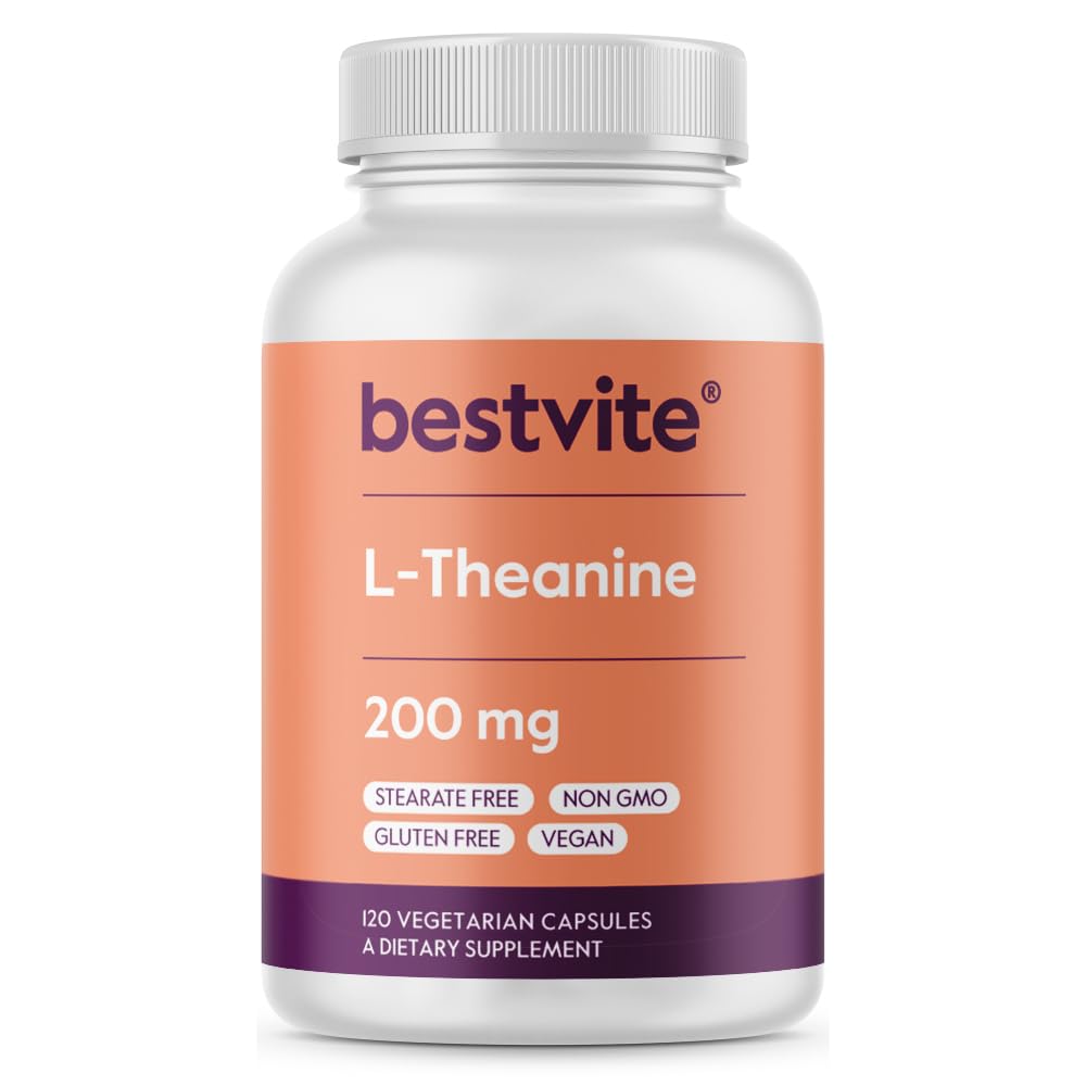 BESTVITE L-Theanine 200mg (120 Vegetarian Capsules) - No Stearates - Vegan - Non GMO - Gluten Free BESTVITE buy supplements canada