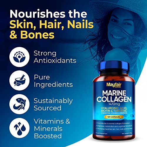 Mayfair Nutrition Marine Collagen 120 High Strength Capsules 1470mg Complex with Hyaluronic Acid Mayfair Nutrition buy supplements canada