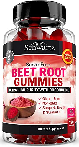Sugar Free Beet Root Gummies - Nitric Oxide Beet Chews Infused with Coconut Oil BioSchwartz buy supplements canada