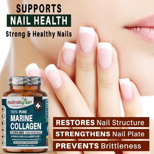 High Strength Marine Collagen Capsules - 1250mg Hydrolysed Collagen Supplement NUTRABYTES buy supplements canada