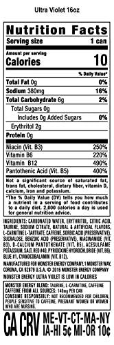 Monster Energy Ultra Violet, Sugar Free Energy Drink, 16 Ounce (Pack of 15) Monster Energy buy supplements canada