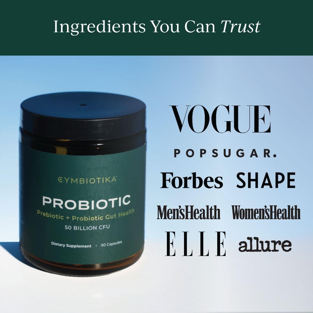 CYMBIOTIKA Probiotic + Prebiotic, 60 Billion CFU - 19 Strains, Gut Health Supplement for Women & Men, Immune Support, Digestive Health, & Gut Balance, 90 Capsules, 1 Month Supply, Made in USA CYMBIOTIKA buy supplements canada