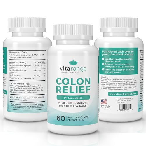 Colon Relief by VitaRange- Fast Constipation and Bloating Relief with Sunfiber Prebiotic Vita Range buy supplements canada