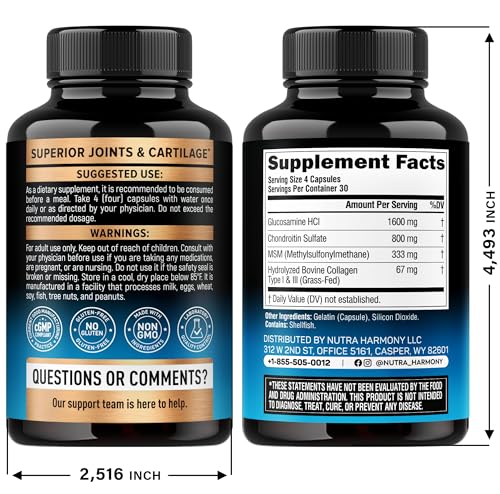 Glucosamine Chondroitin MSM Collagen | HSA | Joint Support Supplement 2800 mg | Made in USA | FSA Approved Product Items | Flexibility Nutritional Vitamins NUTRAHARMONY buy supplements canada