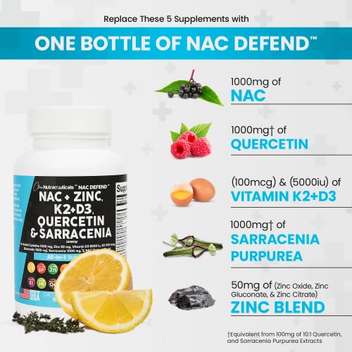 NAC Supplement N-Acetyl Cysteine 1000mg Vitamin D3 K2 Zinc Quercetin Clean Nutraceuticals buy supplements canada