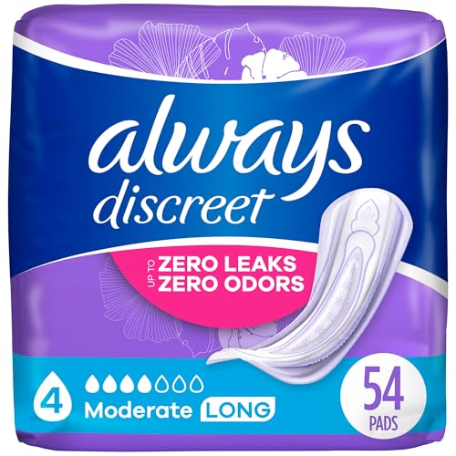 Always Discreet Adult Moderate Long Incontinence Pads, Up to 100% Leak-Free Protection, 54 Count Always Discreet buy supplements canada