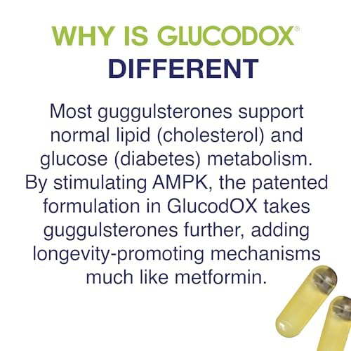 GlucodOX AMPK Activator Supplement – AMPK Enzyme, Metabolism Booster, Guggul Supplement for Body Management & Longevity – Vegan Metabolic Support - 30 Day Supply (60 Capsules) GlucodOX buy supplements canada