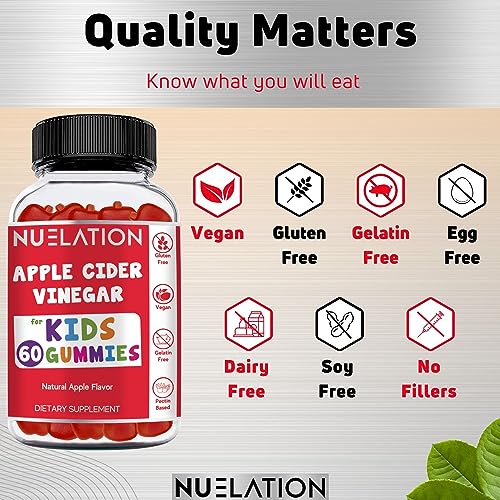 NUELATION Apple Cider Vinegar Gummies for Kids, 60 Servings. Gluten Free, Vegan and Gelatin NUELATION buy supplements canada