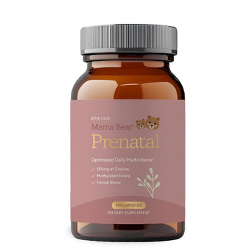 SPRIGS Mama Bear Prenatal Gold Multivitamin with Choline and Methylated Folate for Pregnancy Support Easy to Digest Prenatal Vitamins SPRIGS buy supplements canada