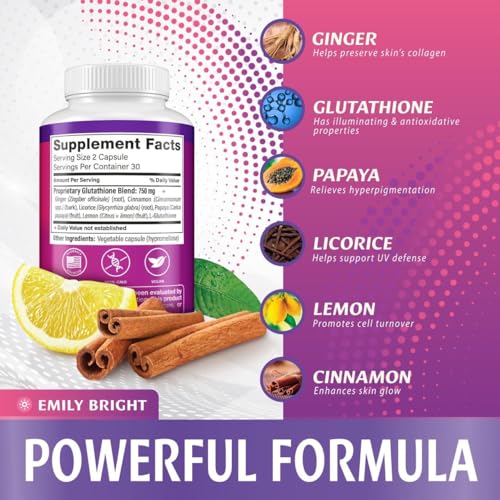 Glutathione Capsules - 1,500mcg Glutathione Supplement - Skin Tone Enhancer - Targets Emily Bright INC buy supplements canada