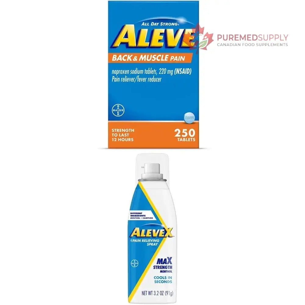 Aleve Back & Muscle with Naproxen, 250 Count & AleveX Pain Relief Spray, 3.2 Ounce, Pain Relief Aleve buy supplements canada