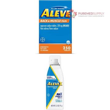 Aleve Back & Muscle with Naproxen, 250 Count & AleveX Pain Relief Spray, 3.2 Ounce, Pain Relief Aleve buy supplements canada
