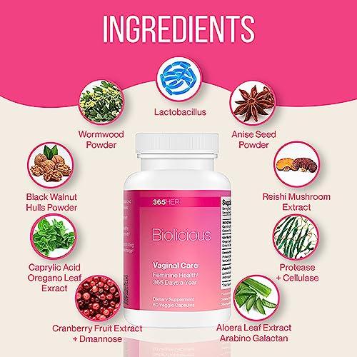 365 HER Biolicious Natural Vaginal Care Supplement (60 Capsules) | Neutralizes Odor and Reduces Discharge 365 HER buy supplements canada