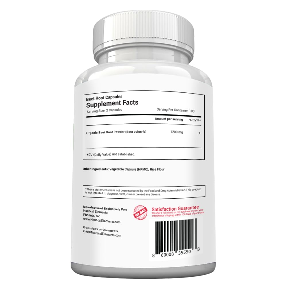 Beet Root Capsules - 1200mg Per Serving - 200 Beet Root Powder Capsules - Beetroot Powder Supports Blood Pressure, Athletic Performance, Digestive Nautical Elements buy supplements canada